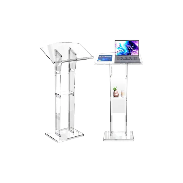 Factory-Customized Modern Acrylic Conference Podiums with Glossy Lamination for Church Office Commercial Use