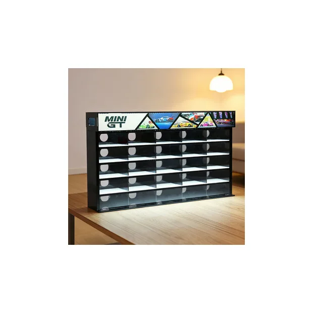 Customized Acrylic Pre-Assembled for Asian Style Car Model & Toy Display Rack with Lights Storage Box for Home Use