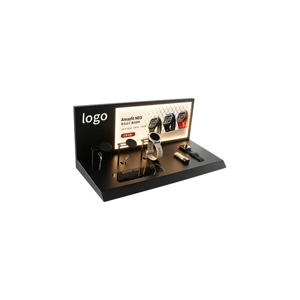 HD Customized Modern LED Light 3mm Thick Acrylic Desktop Display Stand for Smartphones & Smartwatches with Custom Logo